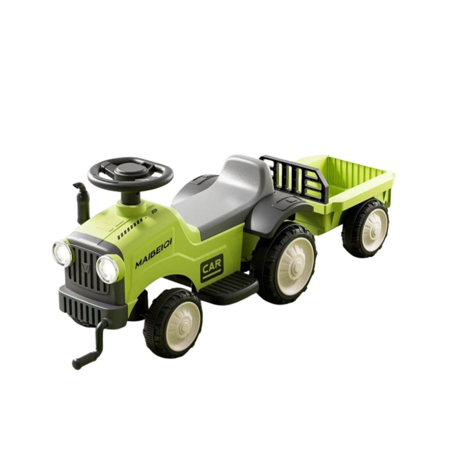 Tractor Correpasillos Andador con Remolque para Niños Verde-0