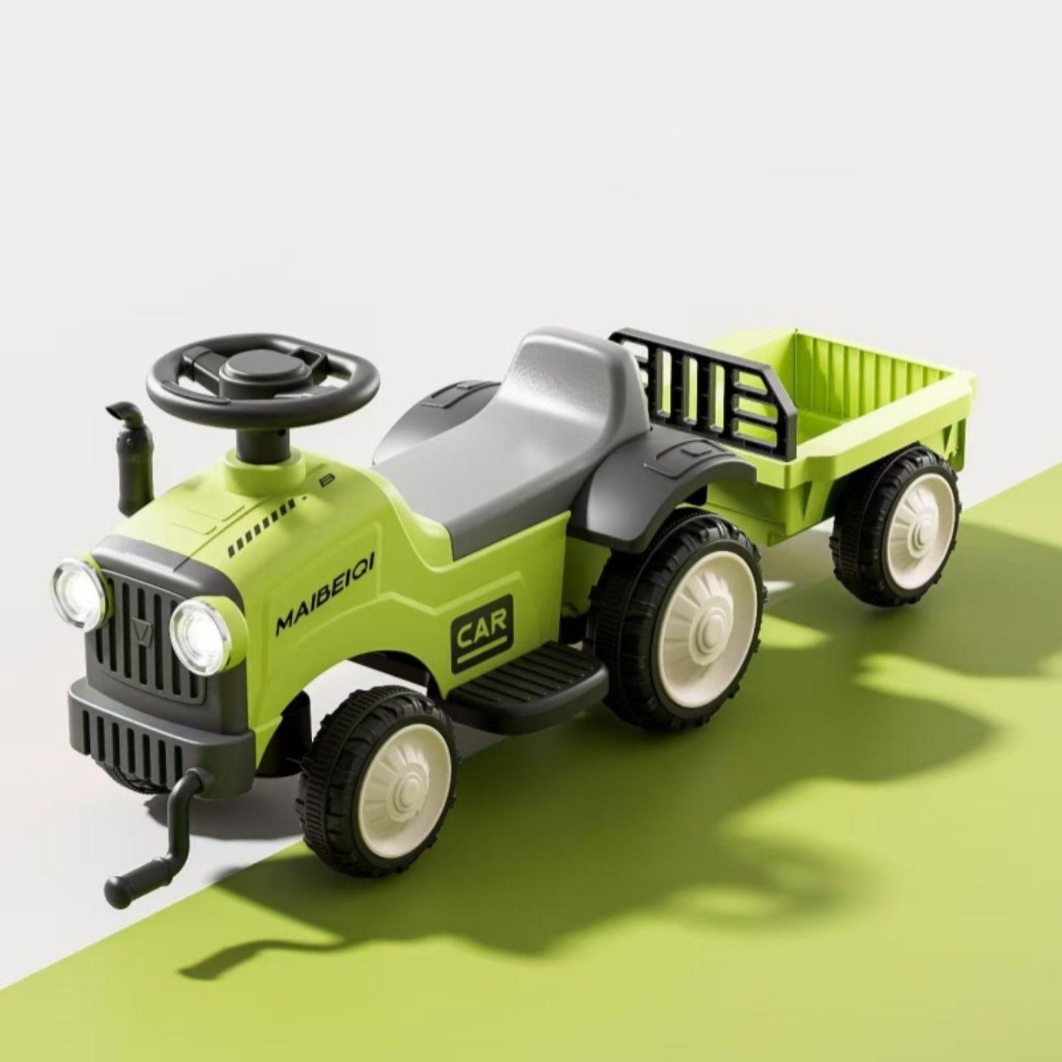 Tractor Correpasillos Andador con Remolque para Niños Verde-3