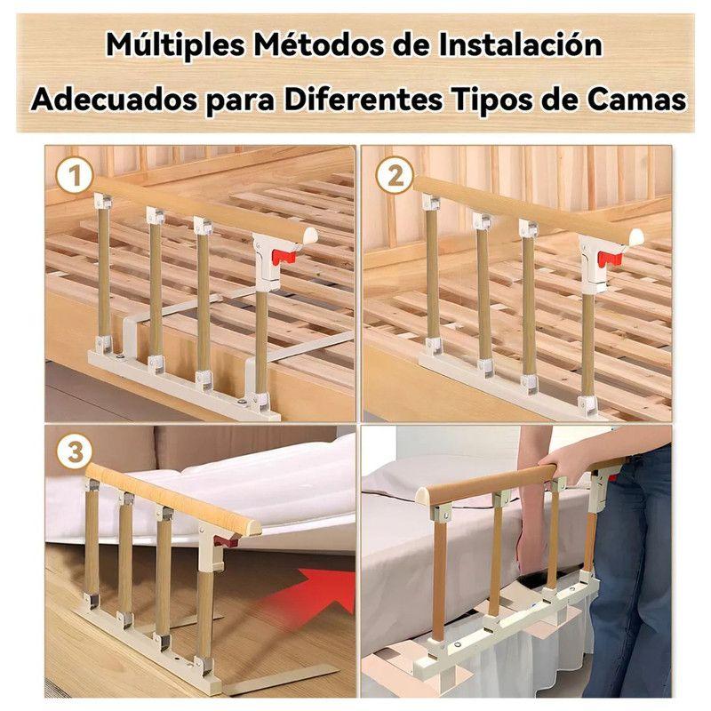 Baranda Lateral Para Cama Cuidado Adulto Mayor o Niños 94cm Madera-2