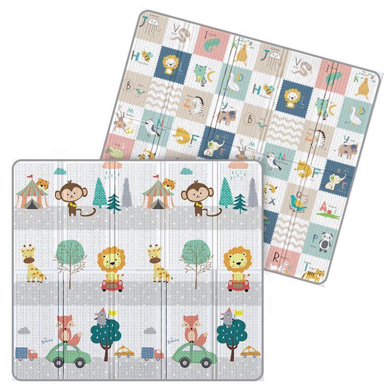 Alfombra Infantil AntiGolpes Plegable 180*200*2cm con Bolso, Viajes Magníficos-0