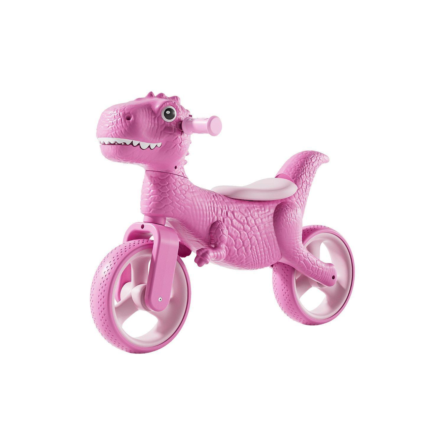 Bicicleta de Equilibrio y Aprendizaje Sin Pedales Dinosaurio T Rex Con Luces Y M sica Rosa-0