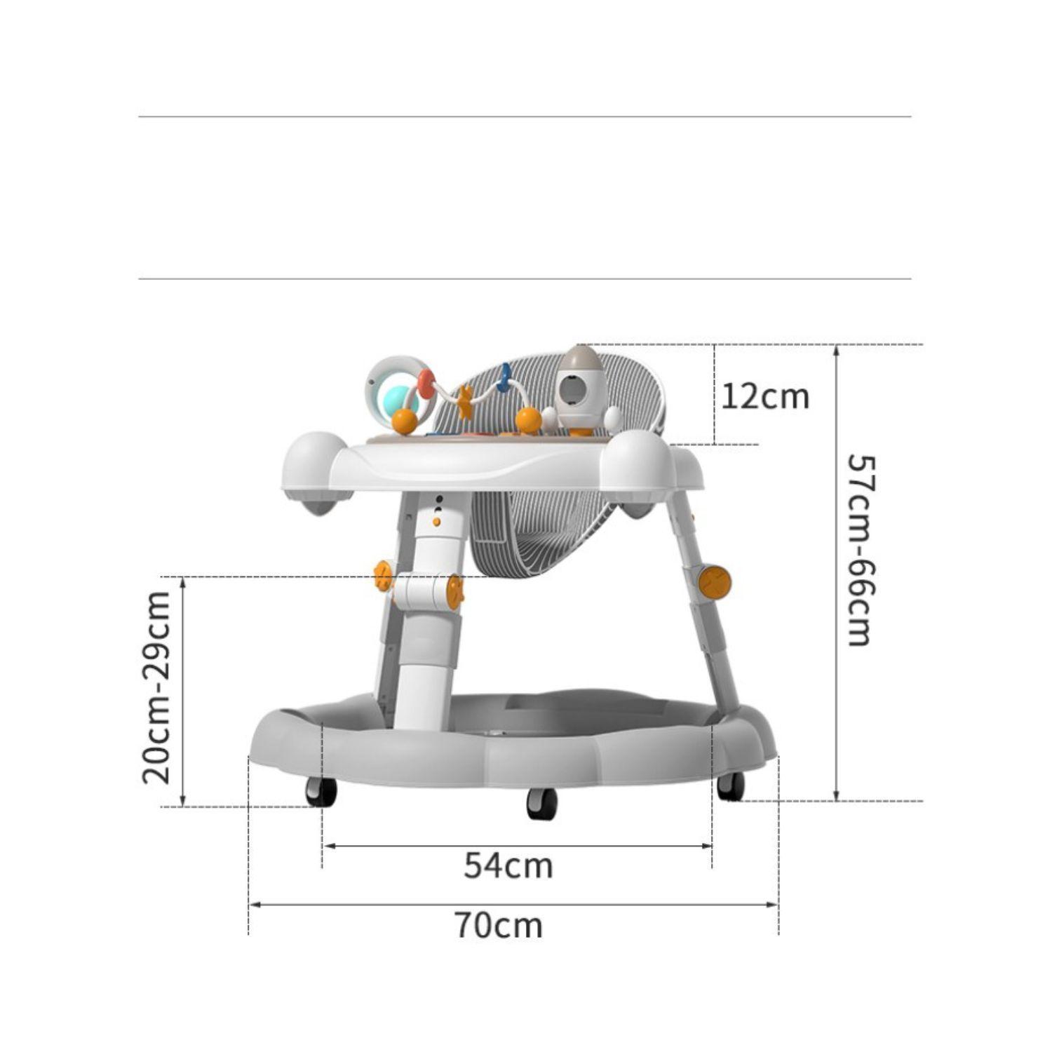Andador Plegable Ajustable con Juguete, Pisador y Música Rosa-3