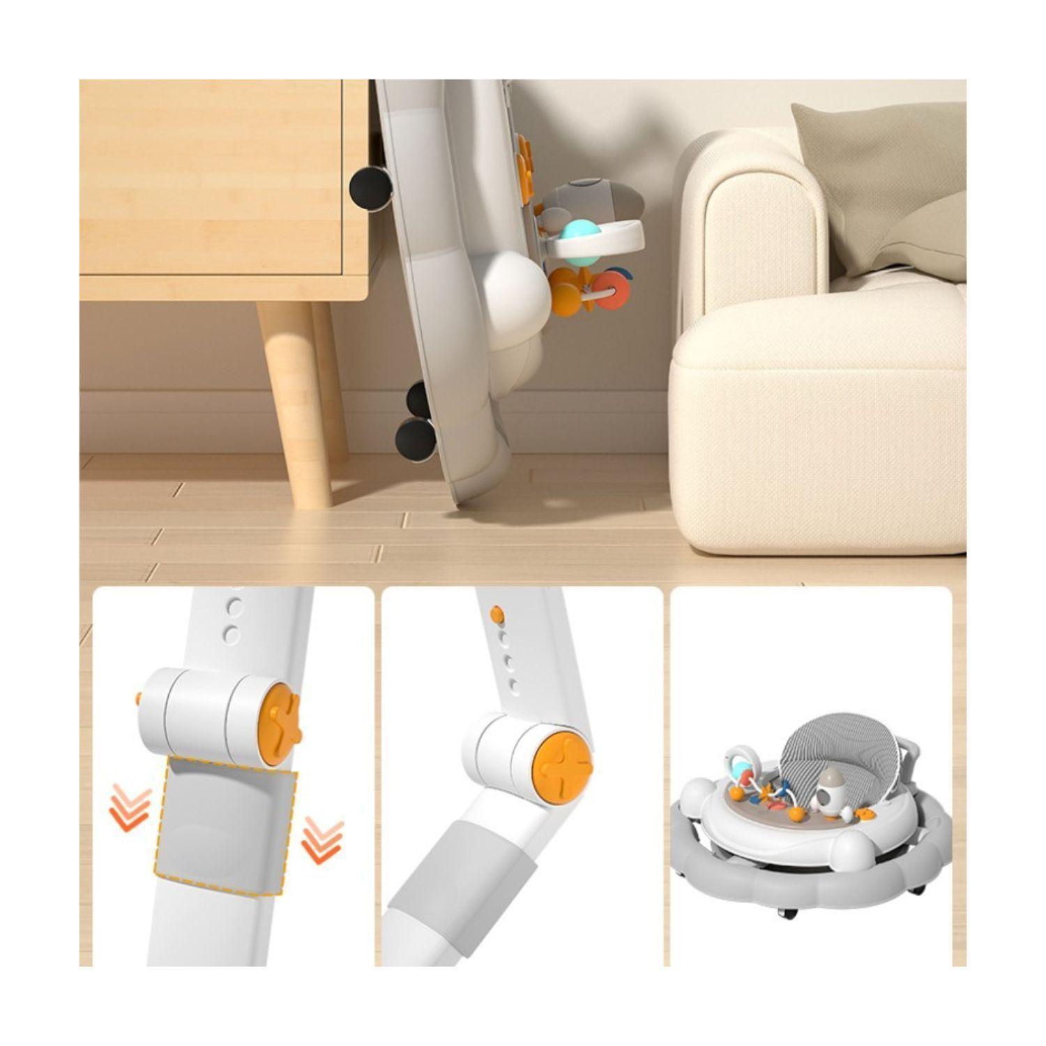 Andador Plegable Ajustable con Juguete, Pisador y Música Rosa-4