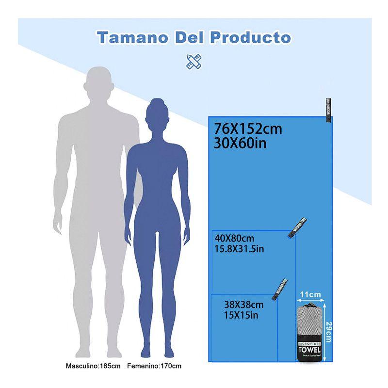 Toalla Microfibra de Deporte, Baño, Viaje, 3 Pcs Celeste-3