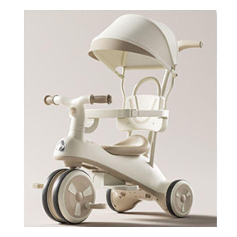 Coche Triciclo Con Techo Y Andador Con Luz Y Música Caqui-2