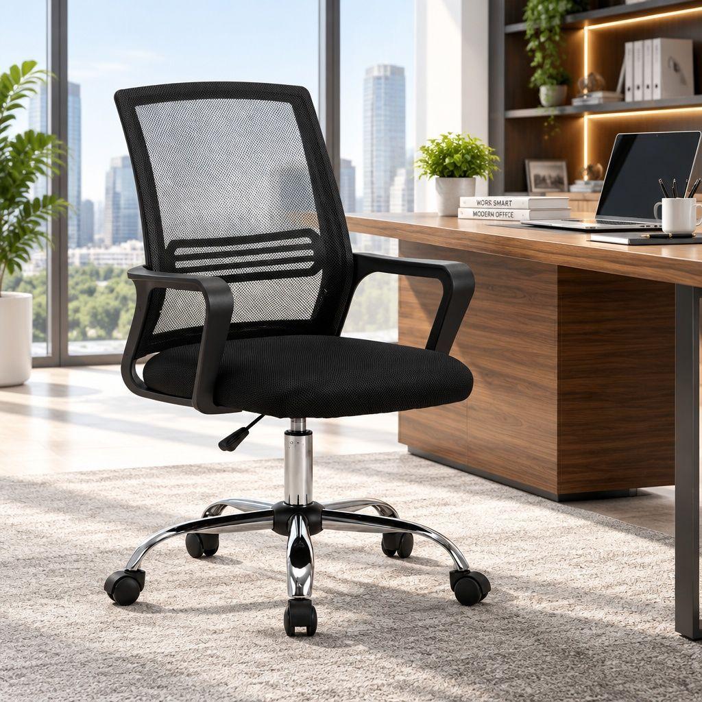 Silla Ejecutiva Ergonómica de Oficina con Apoyabrazos y Malla Transpirable-6