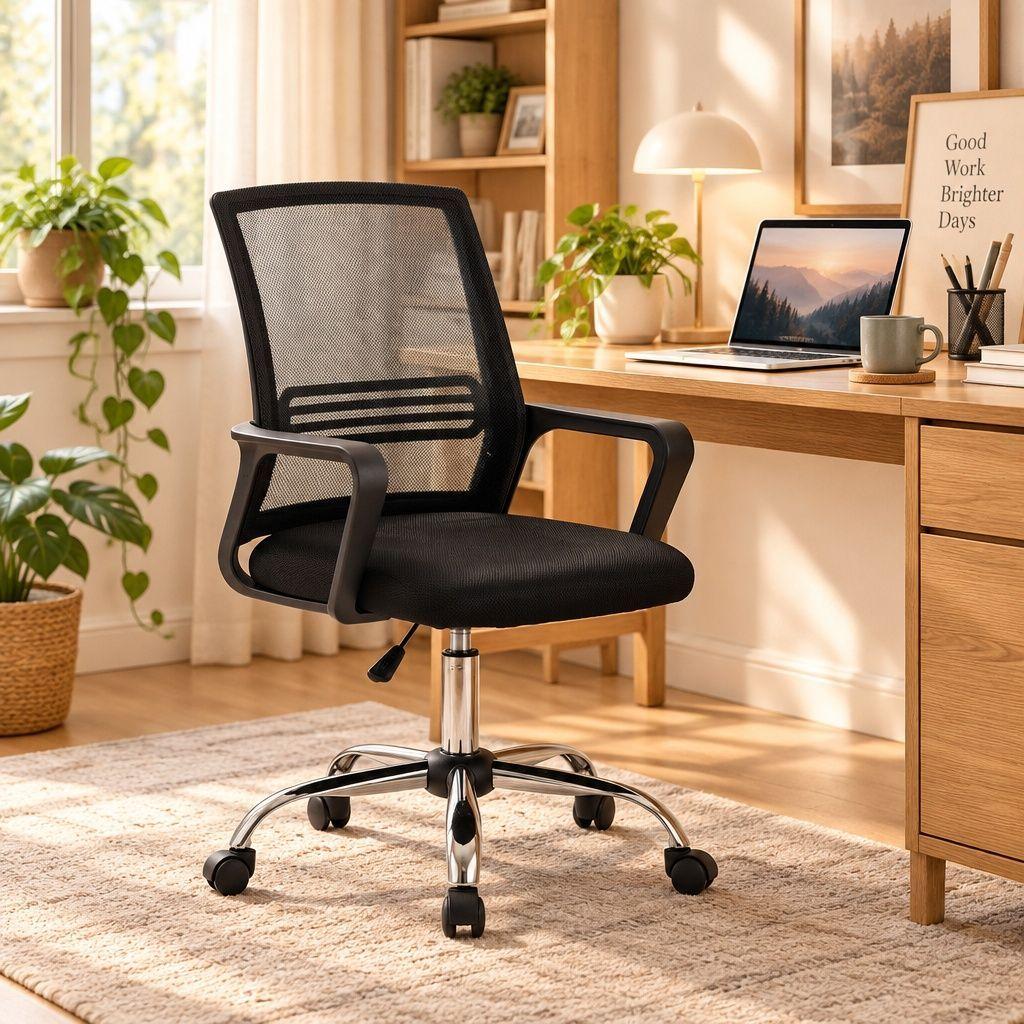 Silla Ejecutiva Ergonómica de Oficina con Apoyabrazos y Malla Transpirable-7
