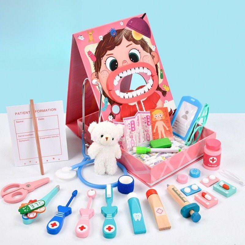 Juguete Didáctico Dental Para Niños En Madera Rosado-6
