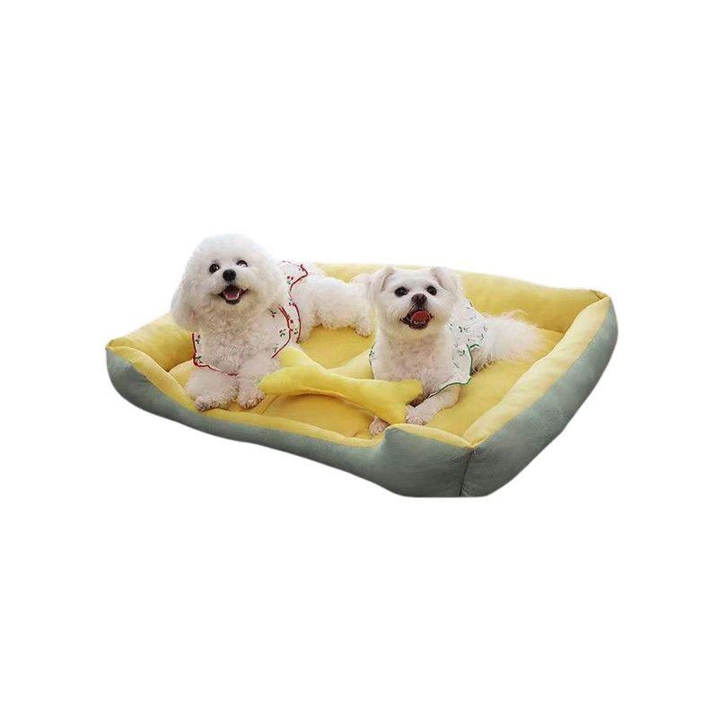 Cama Para Mascotas XL Con Juguete Máxima Comodidad Amarilla-3