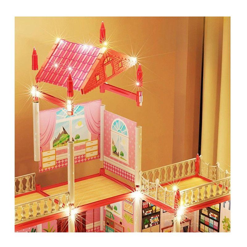 Casa De Muñecas 3 Niveles Con Luces Decorativas Y Accesorios-2