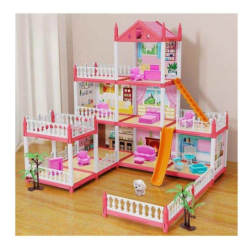 Casa De Muñecas 3 Niveles Con Luces Decorativas Y Accesorios-3