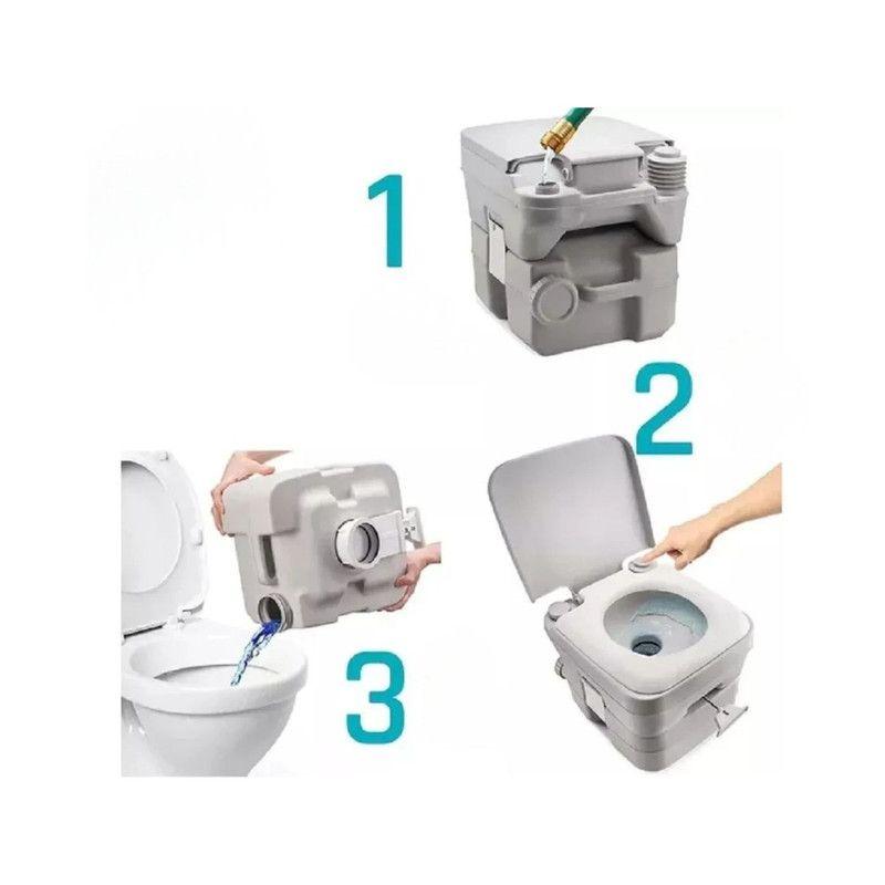 WC Químico Portátil 20L Camping Baño Antifugas Descarga 360-2