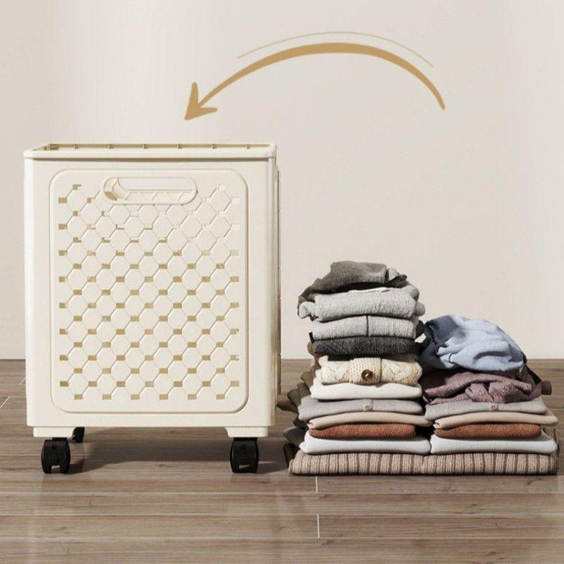 Cesta Organizadora De Ropa Plegable Con Ruedas Y Asas-3