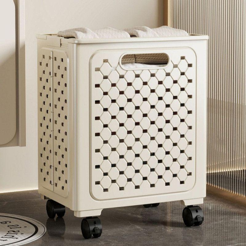 Cesta Organizadora De Ropa Plegable Con Ruedas Y Asas-4
