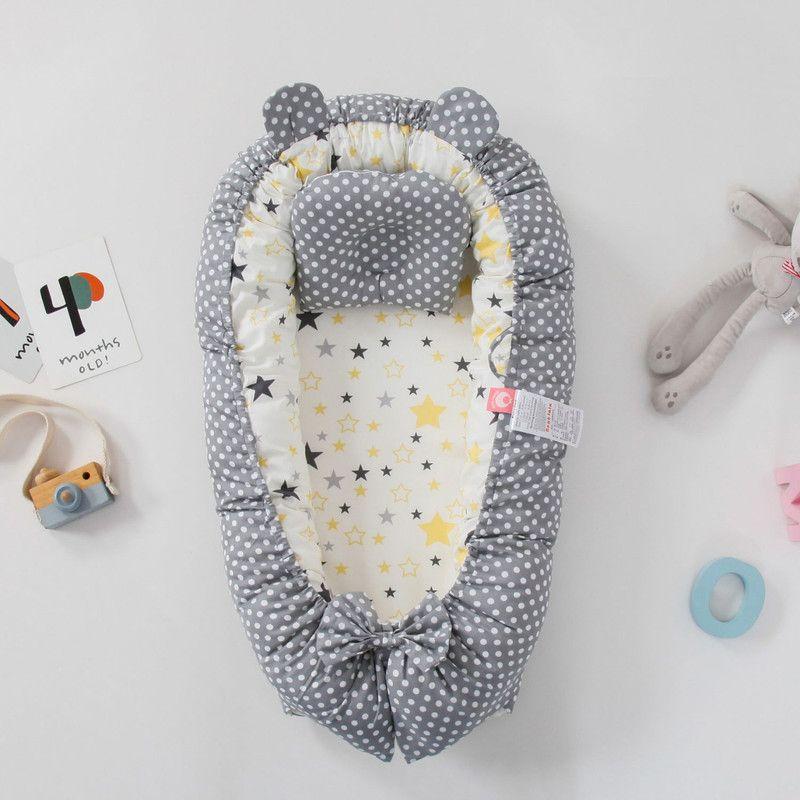Nido Colecho Premium Cuna Portátil con Almohada Gris-2