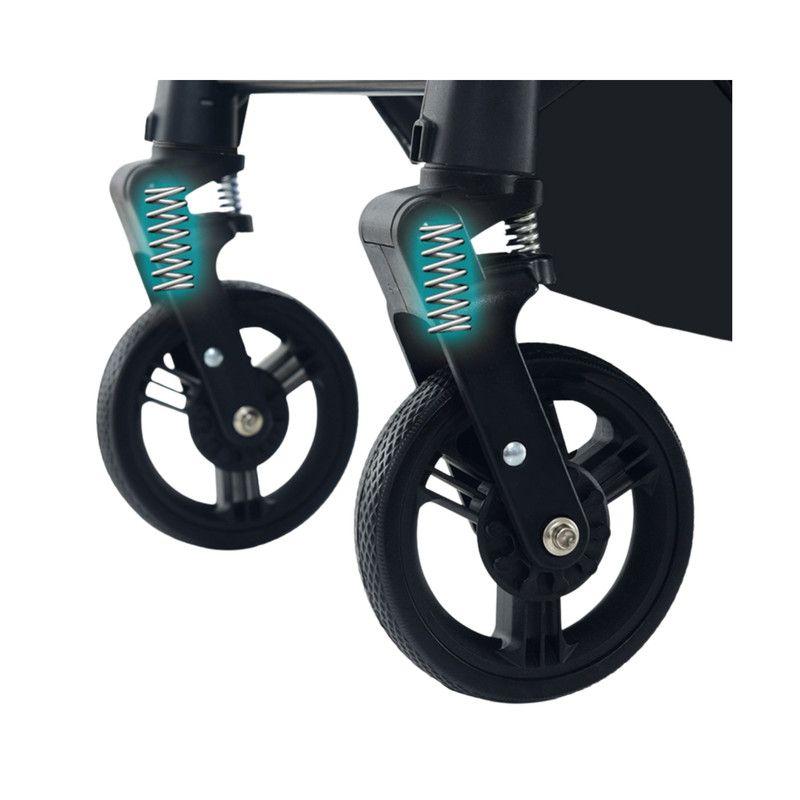 Coche Cuna Paseo de Lujo Plegado Automático con Marco de Aluminio y Asiento Reclinable Negro-2