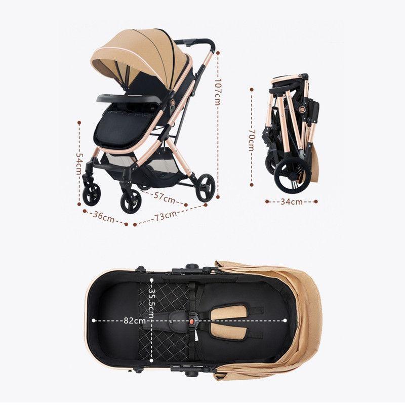 Coche Cuna Paseo de Lujo Plegado Automático con Marco de Aluminio y Asiento Reclinable Negro-5