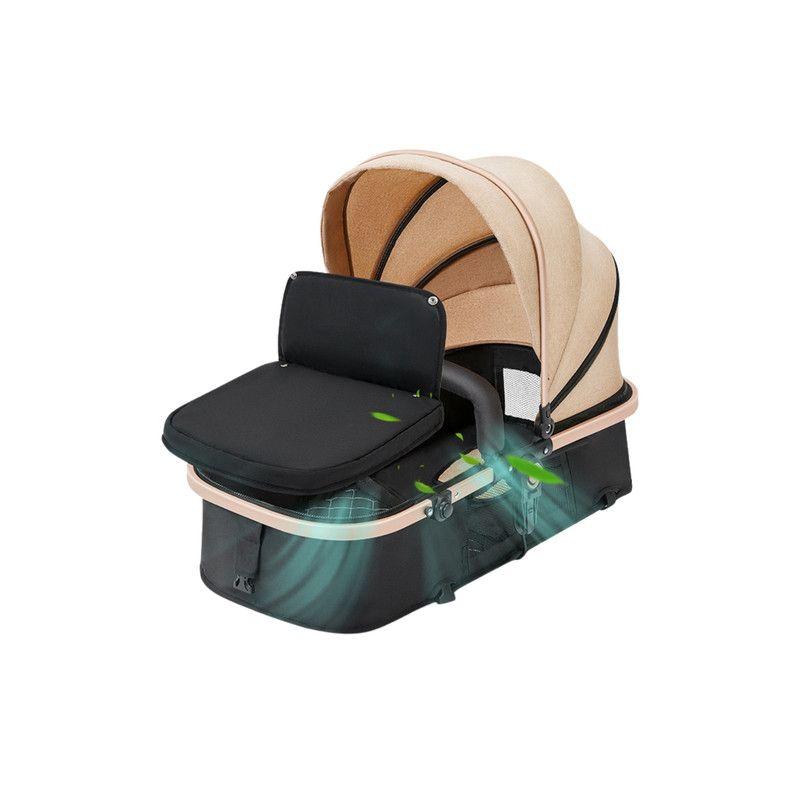 Coche Cuna Paseo de Lujo Plegado Automático con Marco de Aluminio y Asiento Reclinable Negro-6