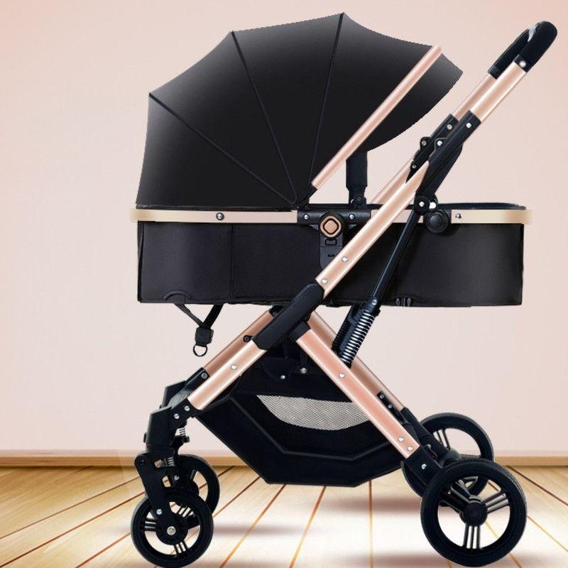 Coche Cuna Paseo de Lujo Plegado Automático con Marco de Aluminio y Asiento Reclinable Negro-7