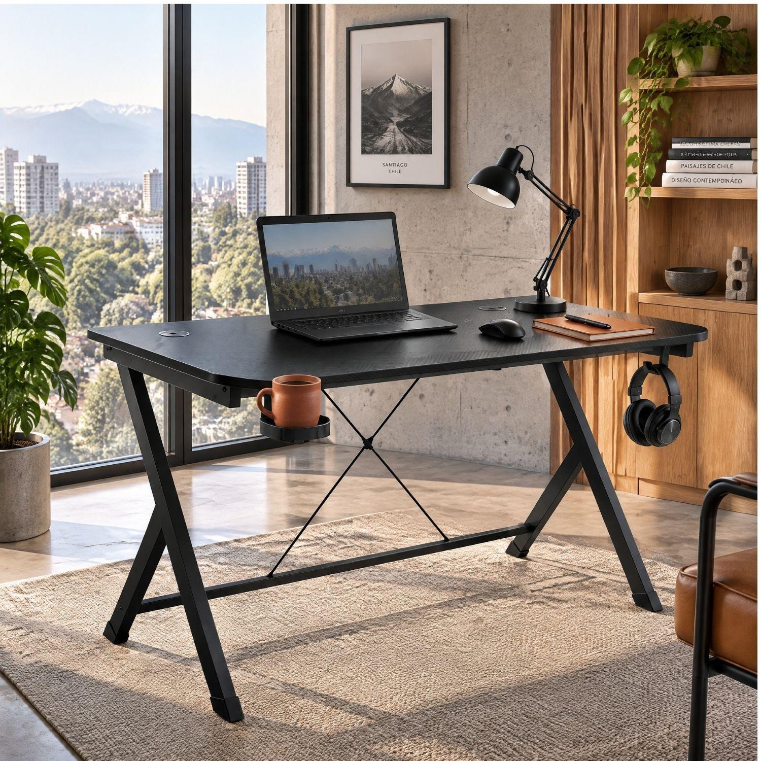 Escritorio Mesa Gamer Con Soportes Para Vaso Y Audífonos-8