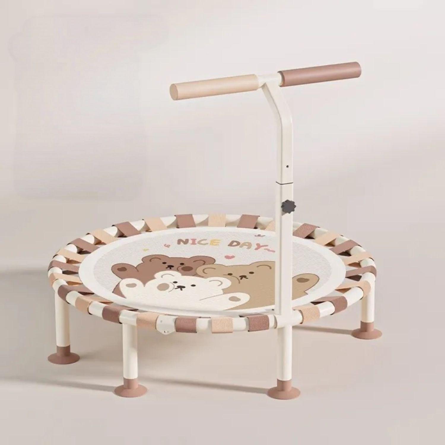 Trampolín Infantil Ultra resistente con Sostenedor Café 103cm-2