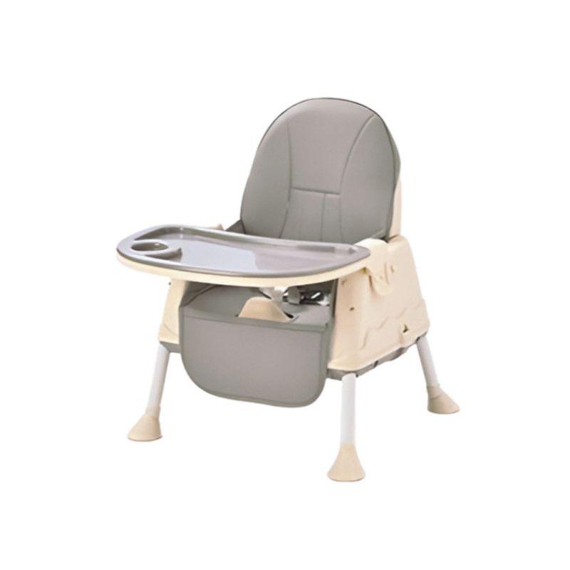 Silla De Comer 4 En 1 Con Cinturón, Doble Bandeja Para Niños Gris-2
