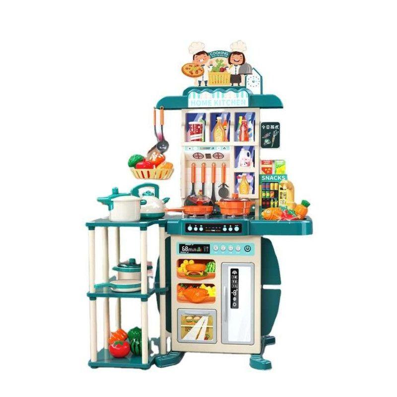 Cocina De Juguete Grande 95 Cm 73 Piezas Con Luz Y Sonido Verde-0