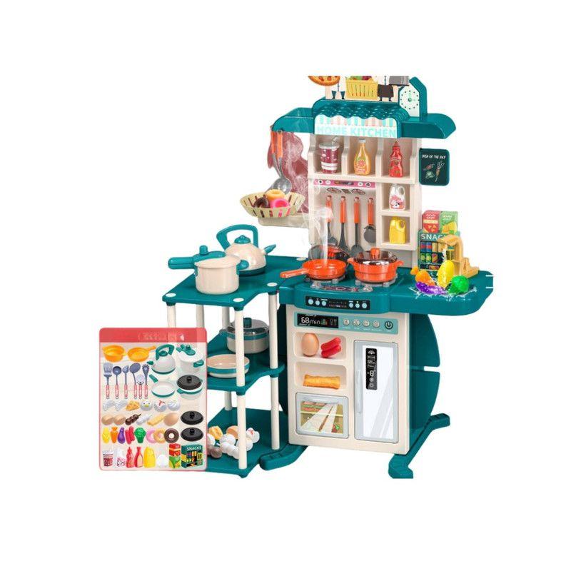 Cocina De Juguete Grande 95 Cm 73 Piezas Con Luz Y Sonido Verde-1