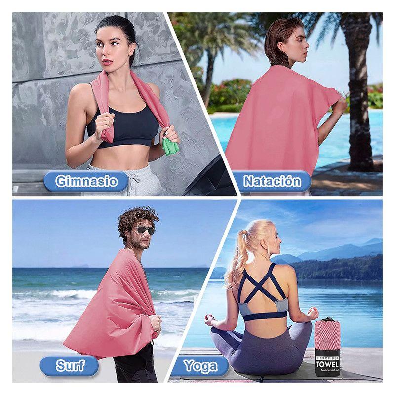 Toalla Microfibra de Deporte, Baño, Viaje, 3 Pcs Rosado-5