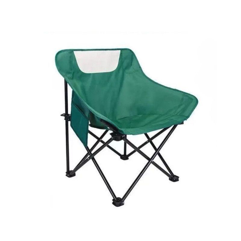 Silla Plegable Camping 150KG Acero Reforzado Oxford 600D Portavaso Verde-0