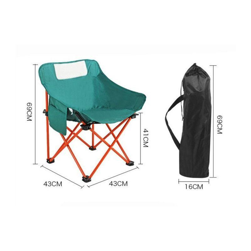 Silla Plegable Camping 150KG Acero Reforzado Oxford 600D Portavaso Verde-3