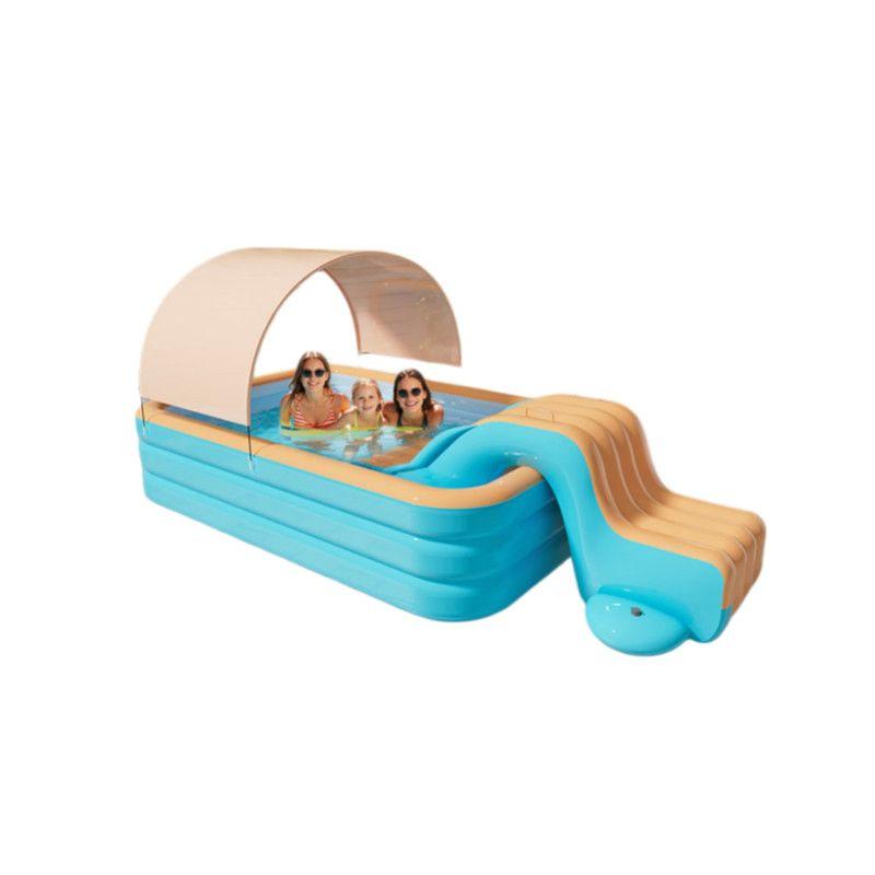 Centro de Juegos Acuático Infantil, Piscina Inflable con Tobogán y Techo-7