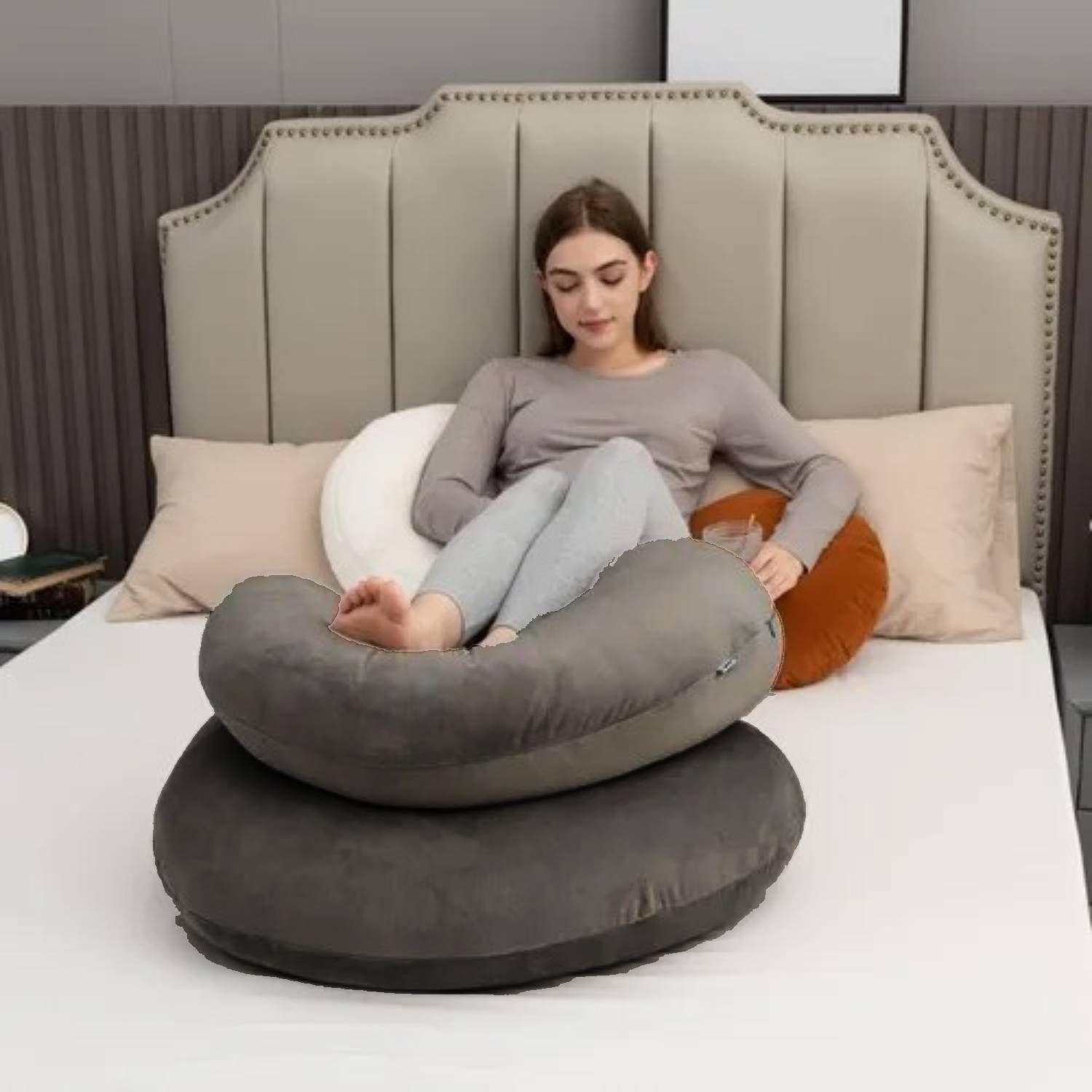 Cojín Almohada Maternal Con Funda Extra Suave Gris Oscuro-3