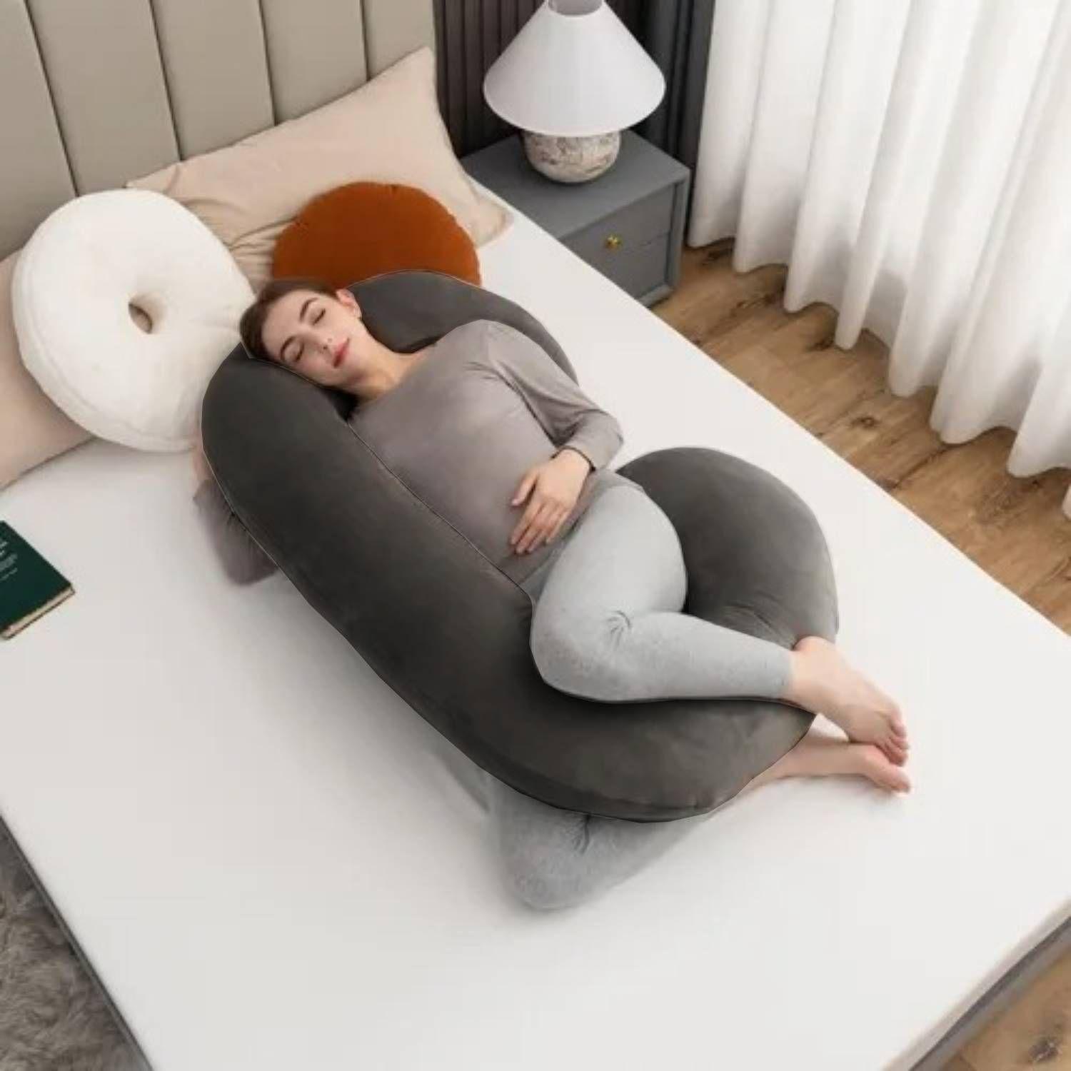 Cojín Almohada Maternal Con Funda Extra Suave Gris Oscuro-4