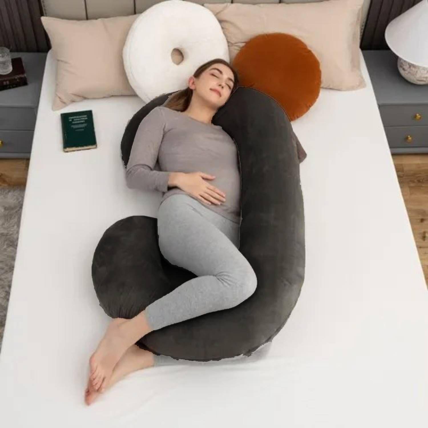 Cojín Almohada Maternal Con Funda Extra Suave Gris Oscuro-5