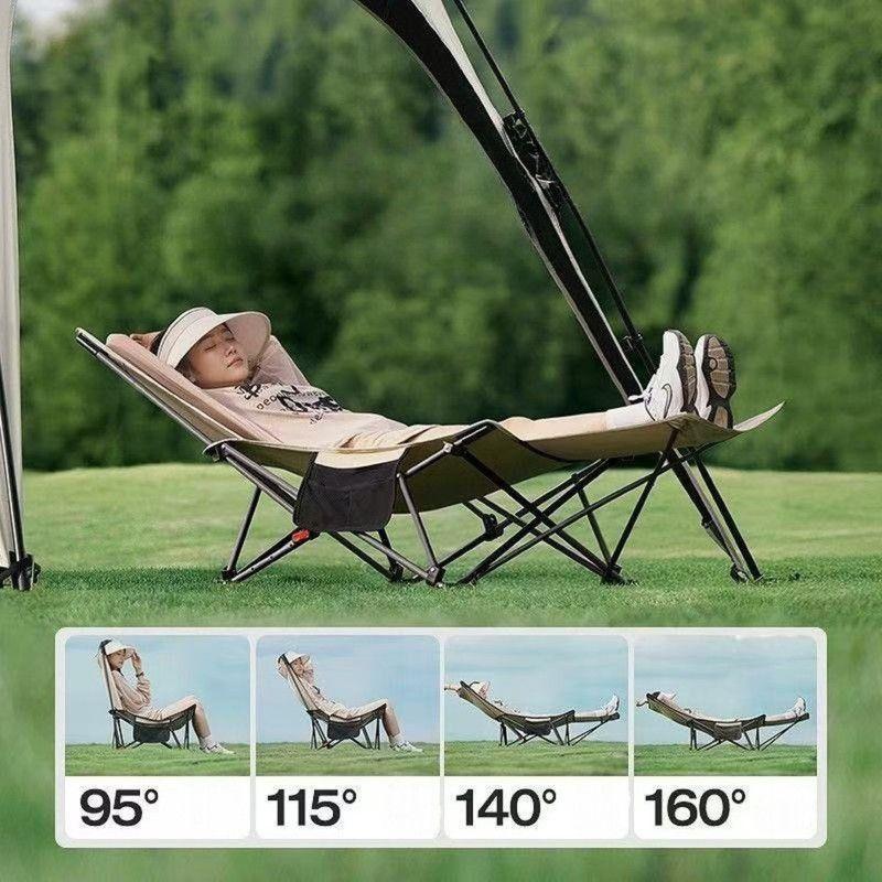 Reposera Plegable para Camping con Reposapiés y 4 Ángulos Estructura de Aluminio-2