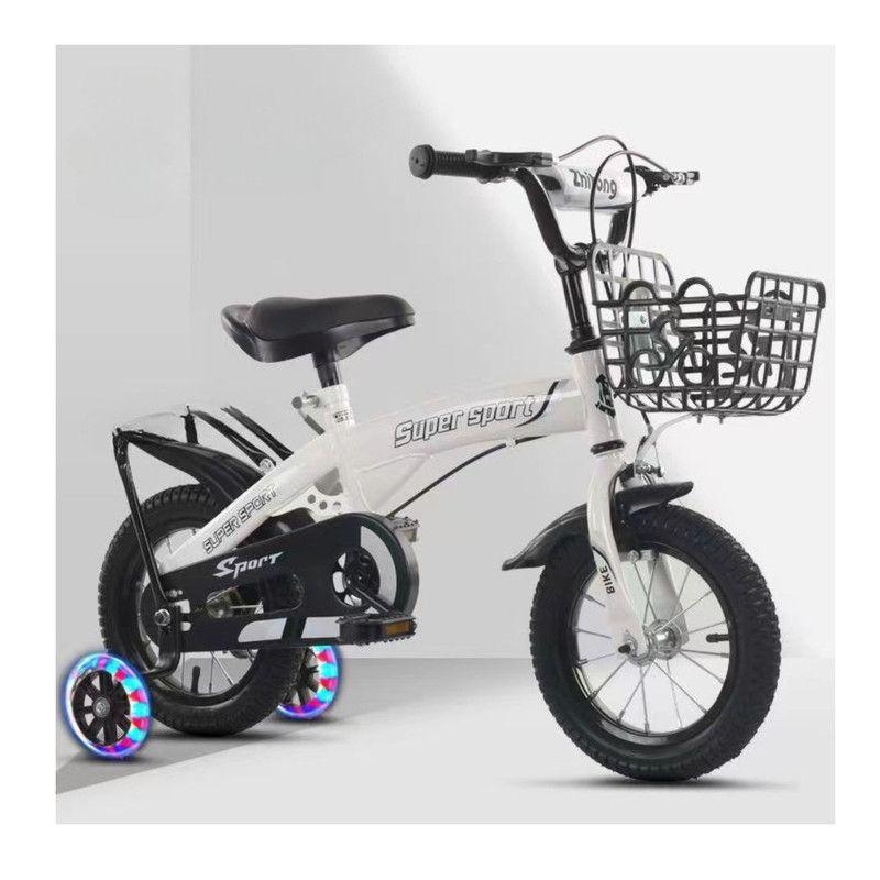 Bicicleta Aro 12 con Cesta, Ruedas y Botellón de Agua Blanco-3