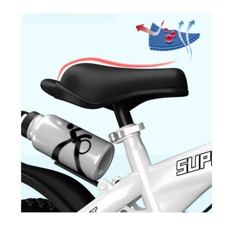 Bicicleta Aro 12 con Cesta, Ruedas y Botellón de Agua Blanco-4