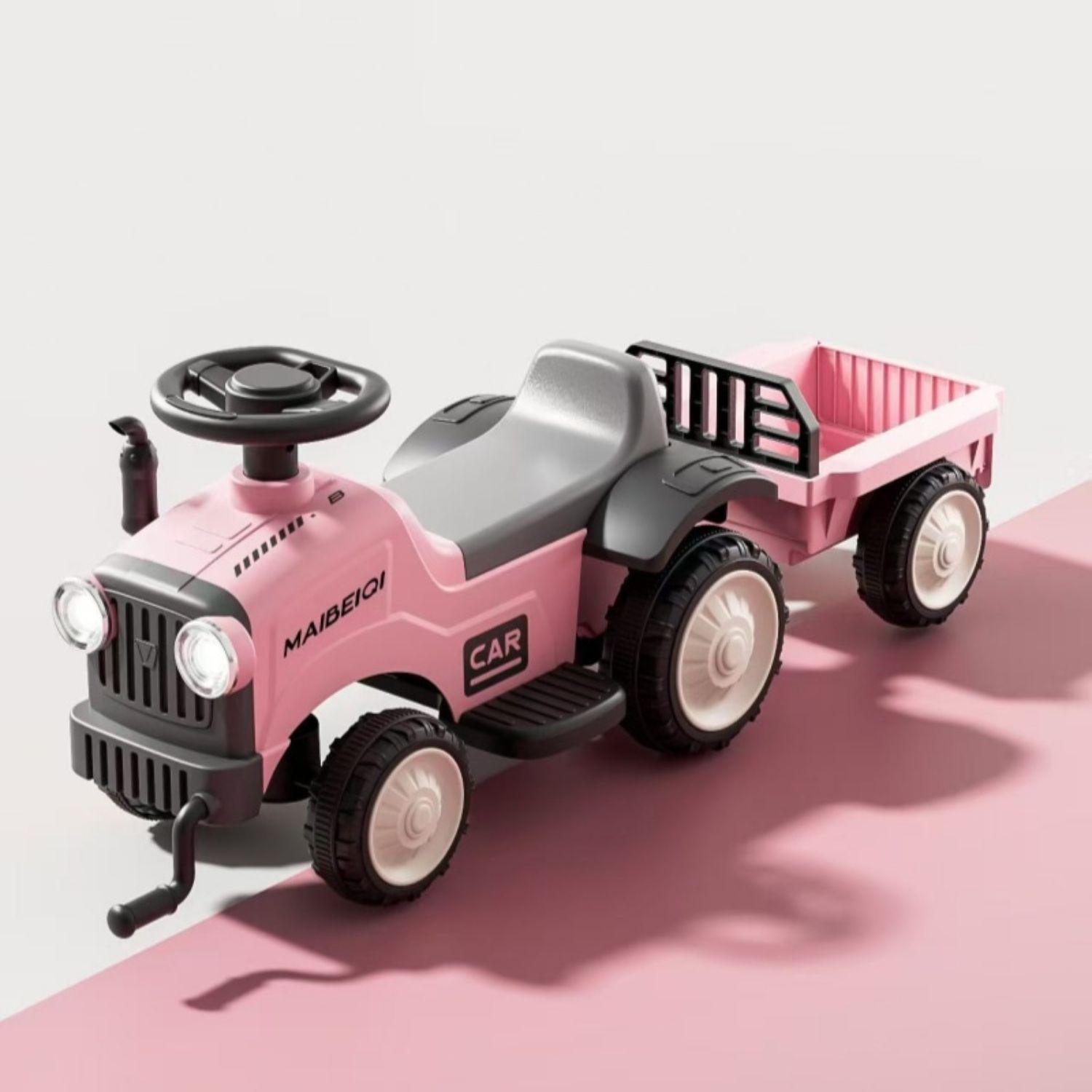 Tractor Correpasillos Andador con Remolque para Niños Rosado-1