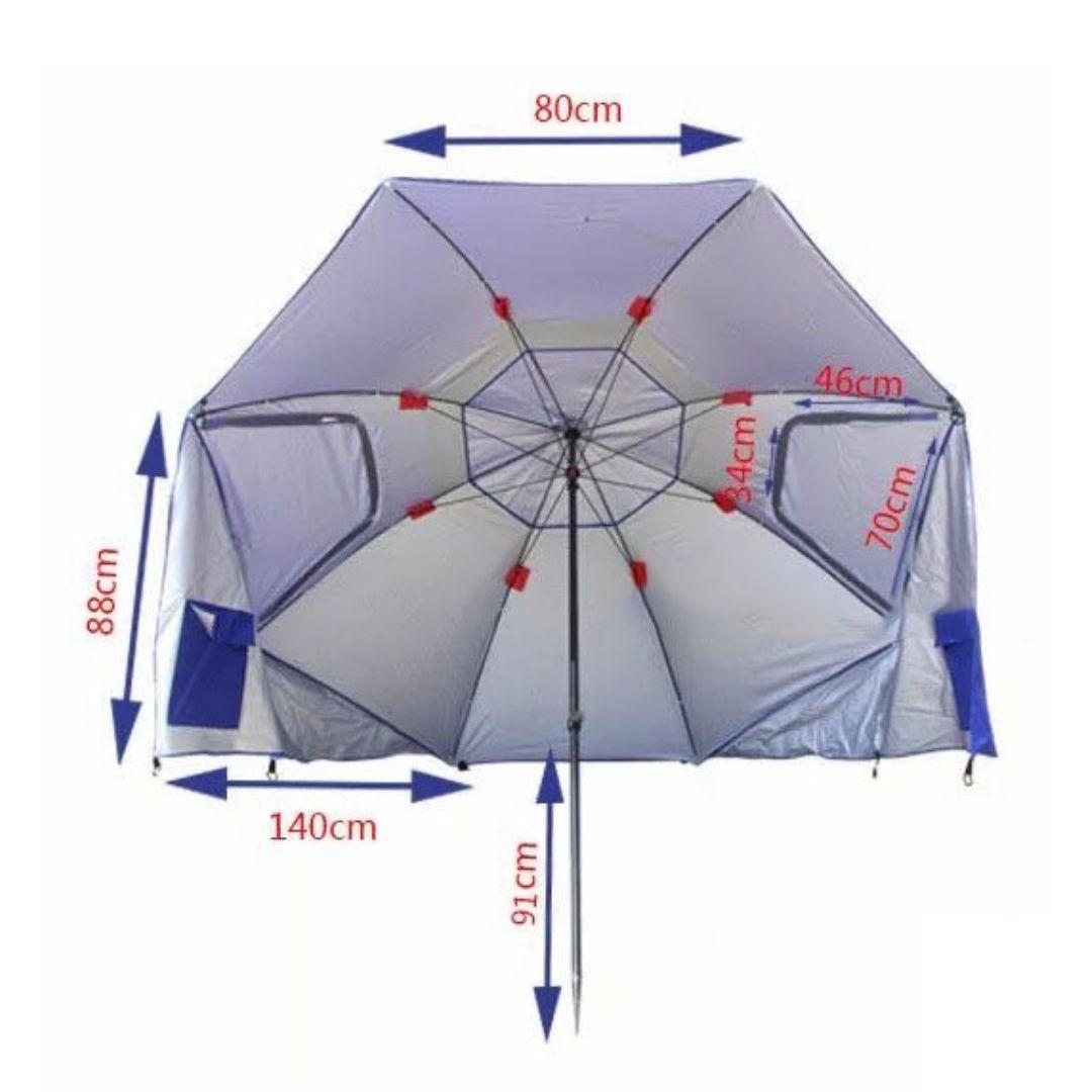 Sombrilla, Quitasol y Paraviento Impermeable con Protección UV para Playa o Camping Azul-4