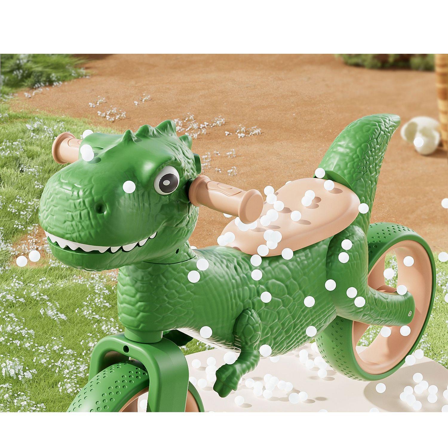 Bicicleta de Equilibrio y Aprendizaje Sin Pedales Dinosaurio T Rex Con Luces Y M sica Verde-1