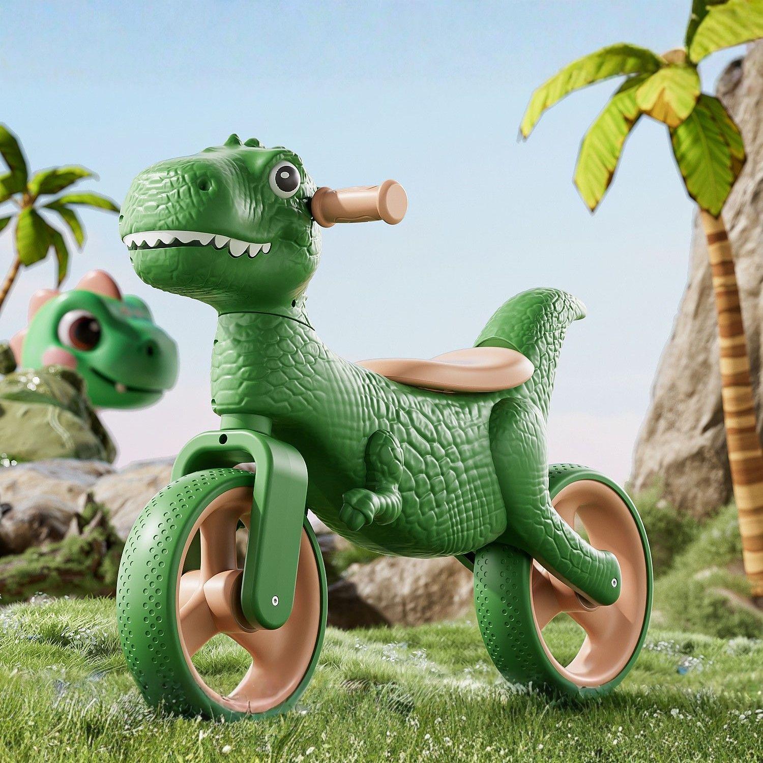 Bicicleta de Equilibrio y Aprendizaje Sin Pedales Dinosaurio T Rex Con Luces Y M sica Verde-3