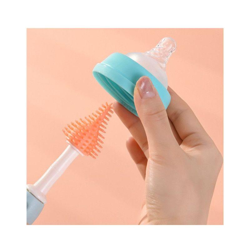 Set Cepillos Silicona para Mamaderas con Escurridor Celeste-5