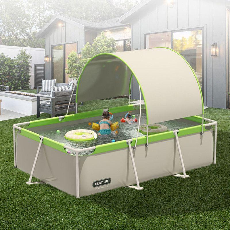 Piscina Familiar Desmontable con Techo UV 293x200x65cm PVC Duro-2