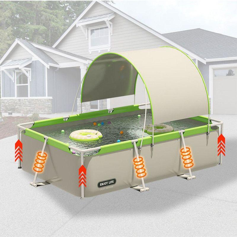 Piscina Familiar Desmontable con Techo UV 293x200x65cm PVC Duro-3