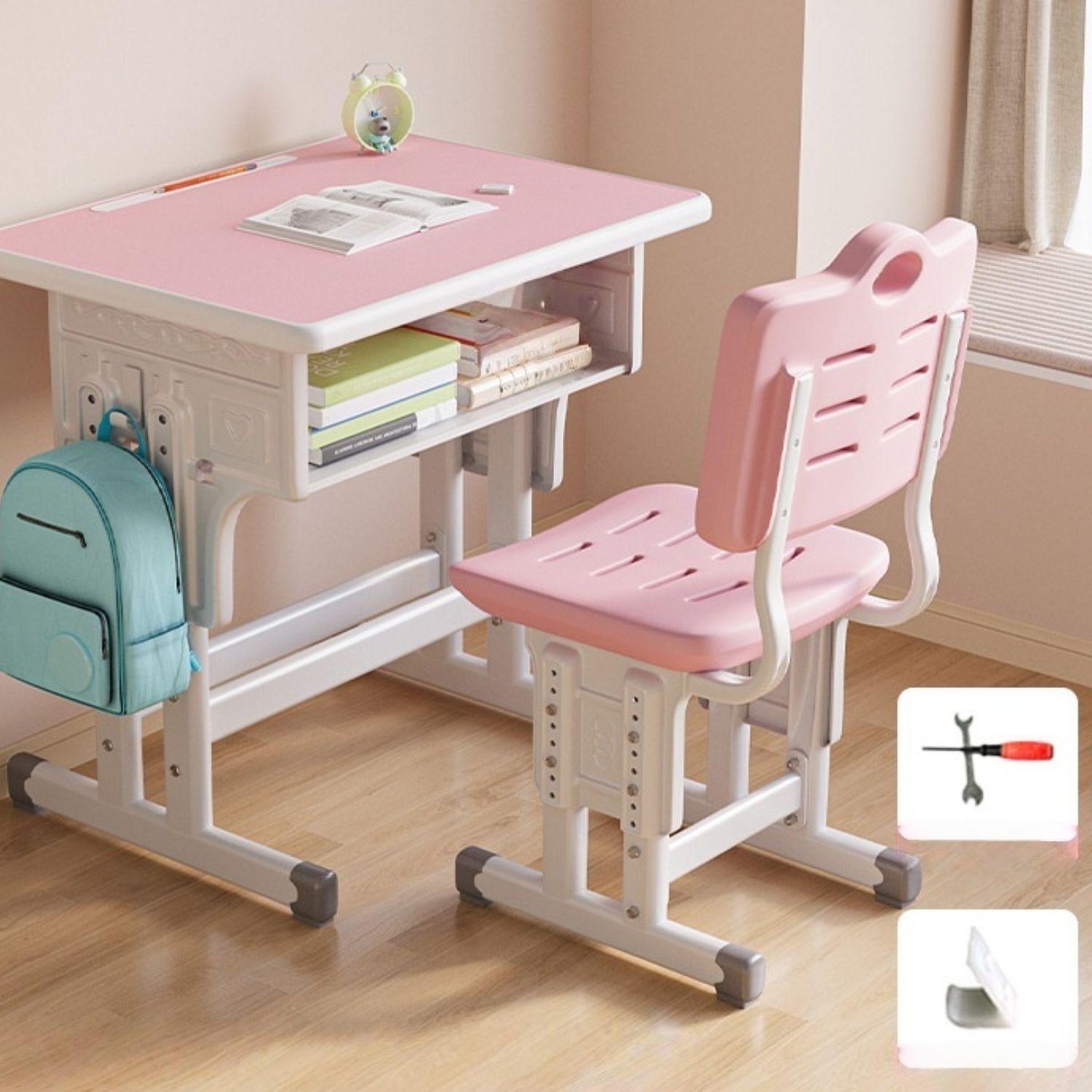 Mesa Escritorio Y Silla Ajustables Para Estudio Pintar y Juegos Rosa-2