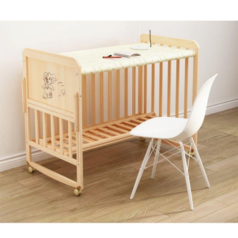 Cuna Cama Madera Multifuncional Ajustable Incluye Colchón y Ropa de Cama Rosa-6
