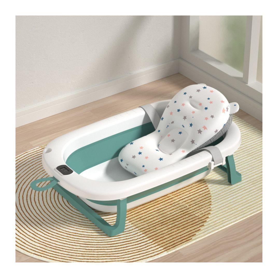 Tina Bañera Plegable Bebé con Termómetro y Cojín Estrella-3