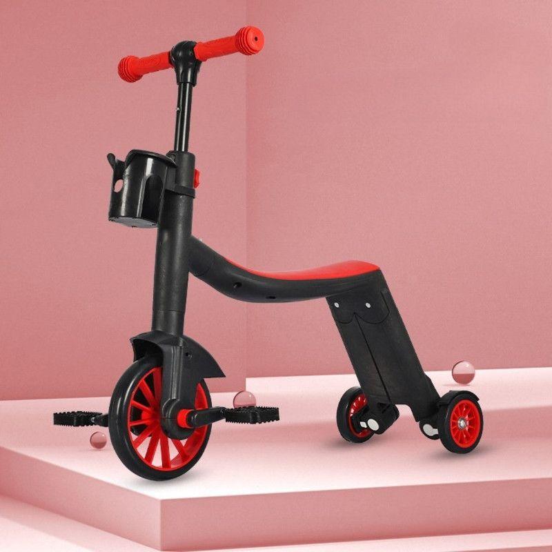 Scooter Monopatín Andador Triciclo 4 en 1 Infantil Rojo-2