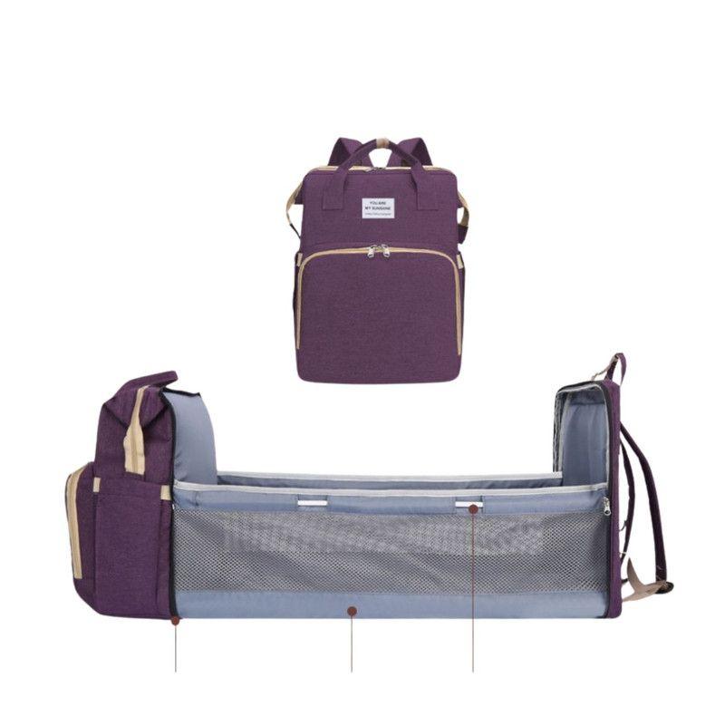 Mochila 3 en 1 - Bolso, Cuna y Mudador Portátil Rojo-2